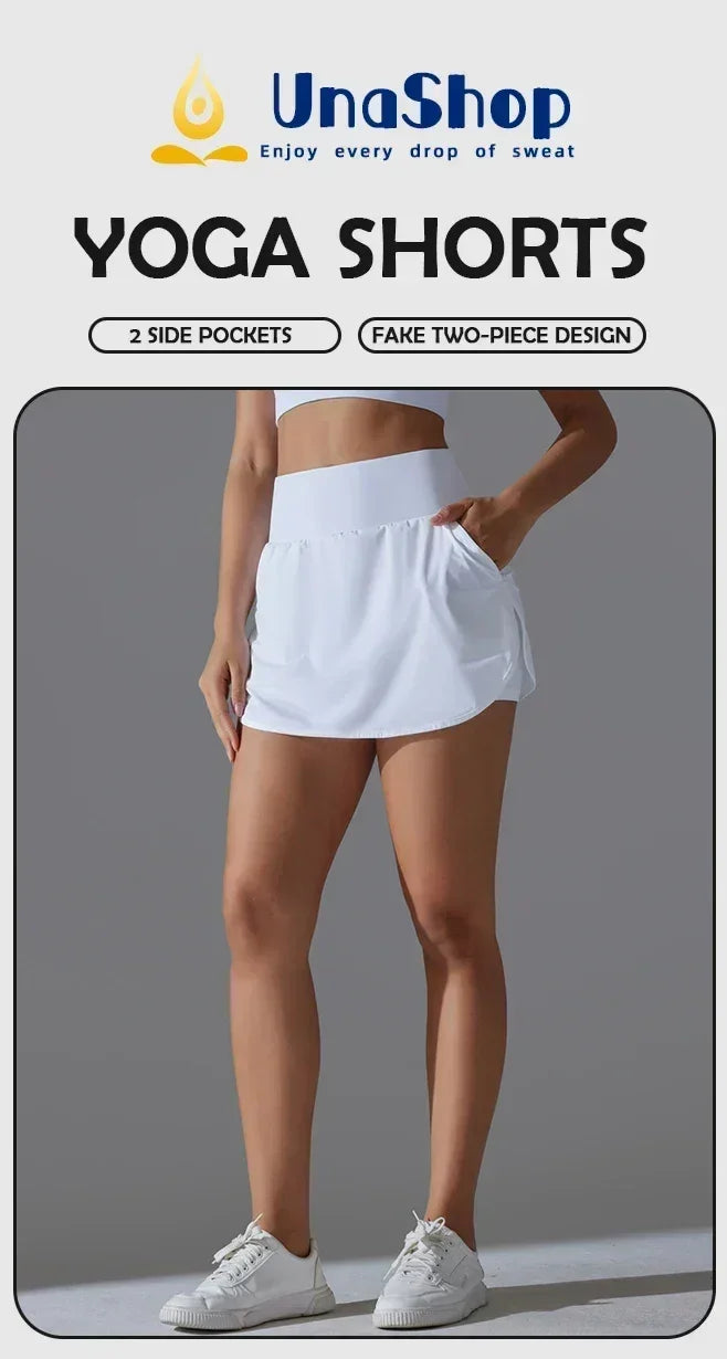 Una-Shop High Waist Pockets Yoga Shorts for Women Sports Push Up Workout Clothes Leggings for Fitness Sportswear for Gym Pants